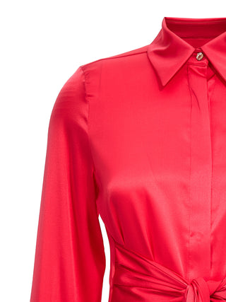 Vestido corto de seda fucsia