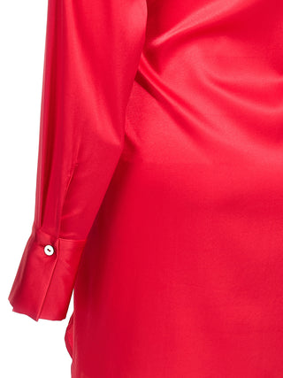 Vestido corto de seda fucsia