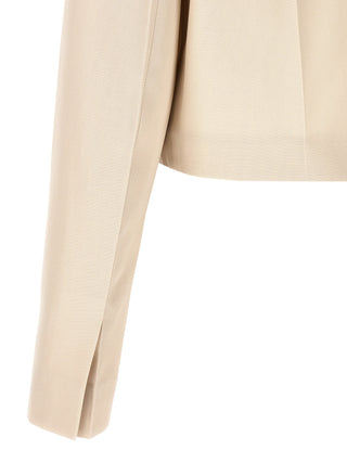 Beige Wool Full-Length Jacket