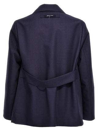 Blue Virgin Wool Full-Length Jacket