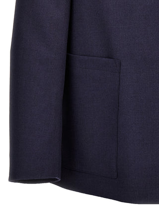 Blue Virgin Wool Full-Length Jacket