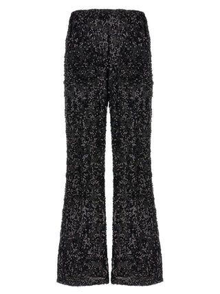 Pantalones acampanados de poliéster negro