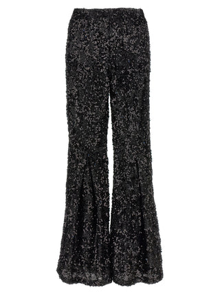 Pantalones acampanados de poliéster negro