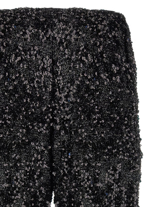 Pantalones acampanados de poliéster negro