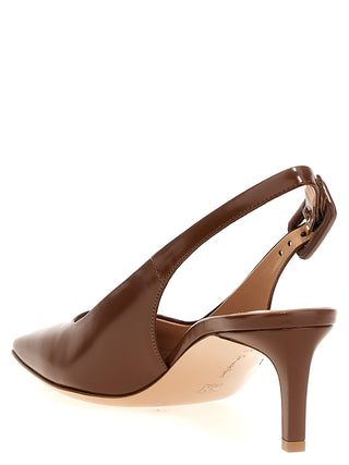 Brown Goatskin Mid Heel Pumps