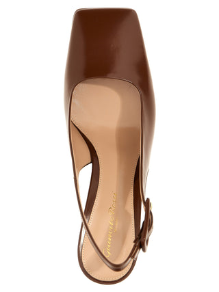 Brown Goatskin Mid Heel Pumps