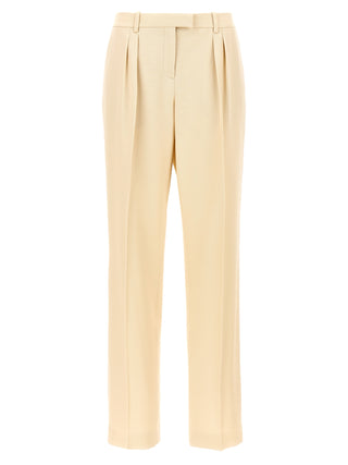 Pantalones de vestir de seda beige