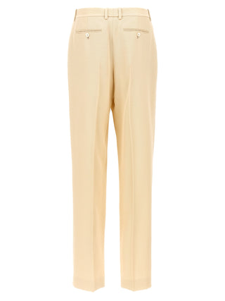 Pantalones de vestir de seda beige