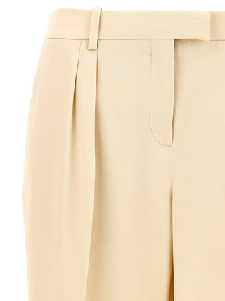 Pantalones de vestir de seda beige