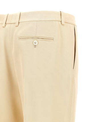 Pantalones de vestir de seda beige