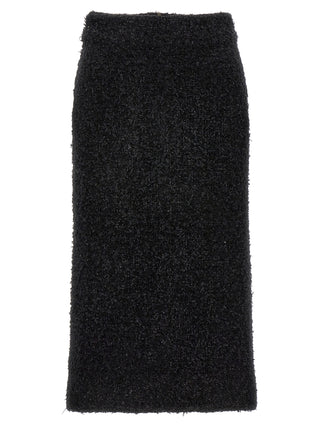 Falda midi negra de algodón