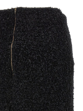 Falda midi negra de algodón