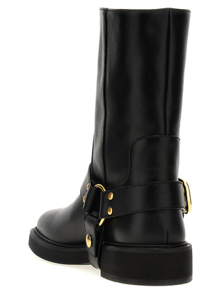 Black Calfskin Ankle Boots