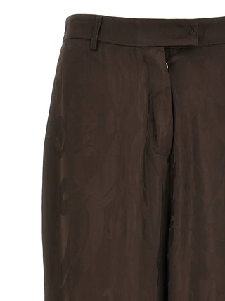 Brown Viscose Casual Pants