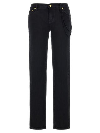 Black Cotton Straight-Leg Jeans