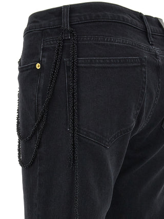 Black Cotton Straight-Leg Jeans