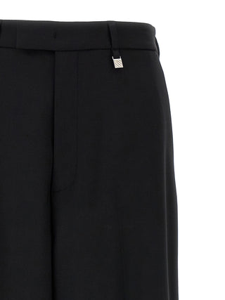 Black Virgin Wool Casual Pants