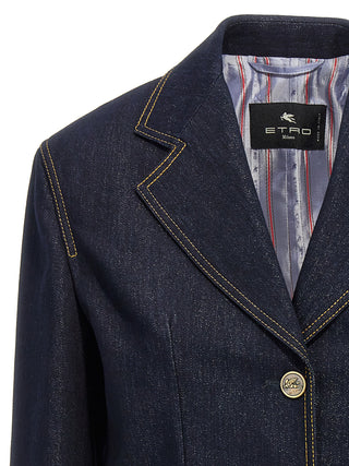 Blazer azul de algodón