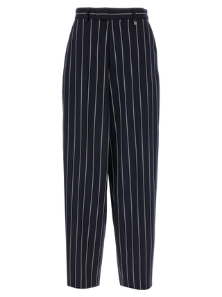 Blue Polyester Casual Pants