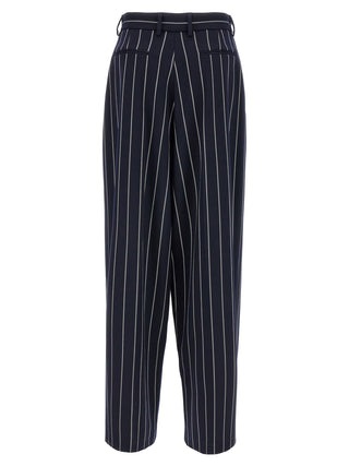 Blue Polyester Casual Pants