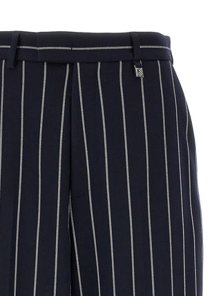 Blue Polyester Casual Pants