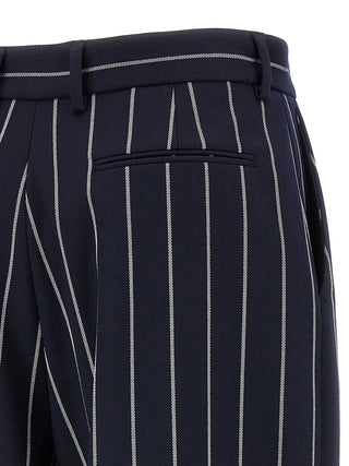 Blue Polyester Casual Pants