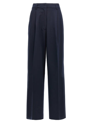Blue Polyester Casual Pants