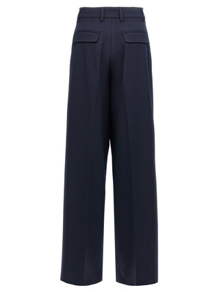 Blue Polyester Casual Pants