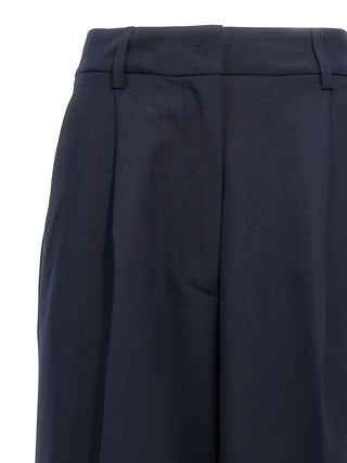 Blue Polyester Casual Pants