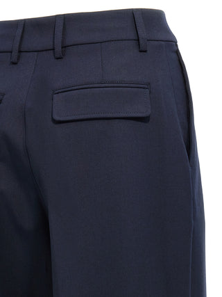 Blue Polyester Casual Pants