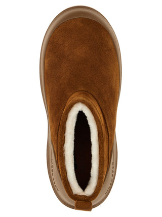 Botas planas de cuero marrón