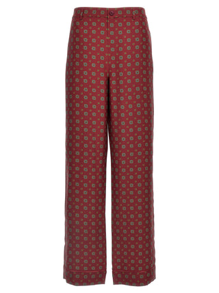 Bordeaux Silk Casual Pants