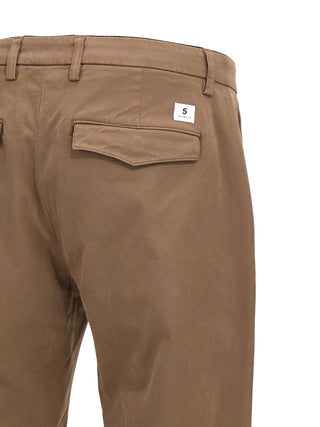 Brown Cotton Casual Pants