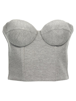 Gray Viscose Sleeveles T-Shirt