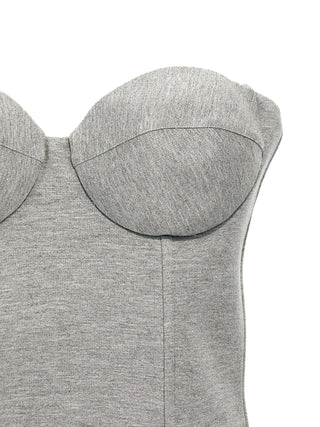 Gray Viscose Sleeveles T-Shirt