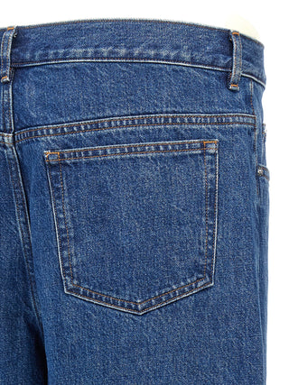 Blue Cotton Straight-Leg Jeans