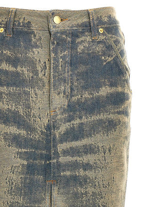 Blue Cotton Mini Skirt