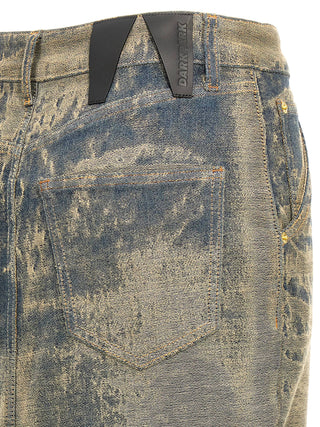 Blue Cotton Mini Skirt