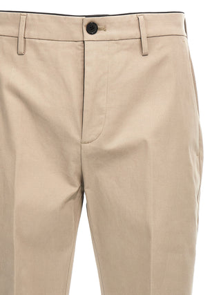 Beige Cotton Casual Pants