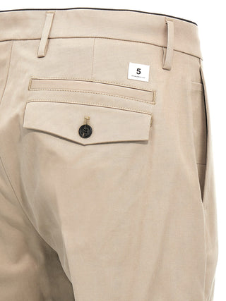 Beige Cotton Casual Pants