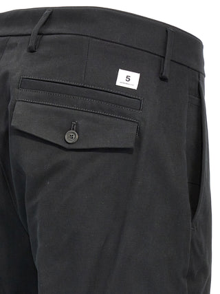 Black Cotton Casual Pants