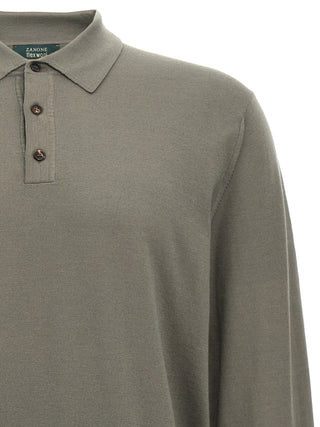Gray Virgin Wool Polo Shirt
