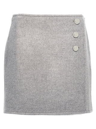 Gray Wool Long Skirt