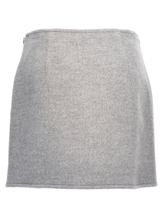 Gray Wool Long Skirt