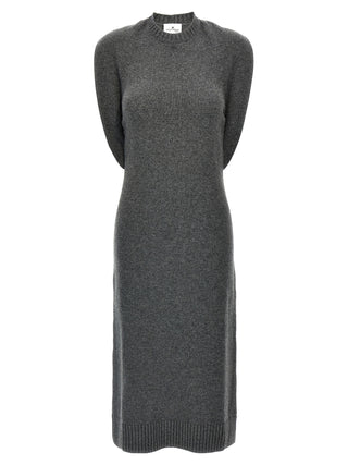 Vestido midi de lana gris  