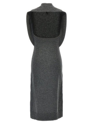 Vestido midi de lana gris  