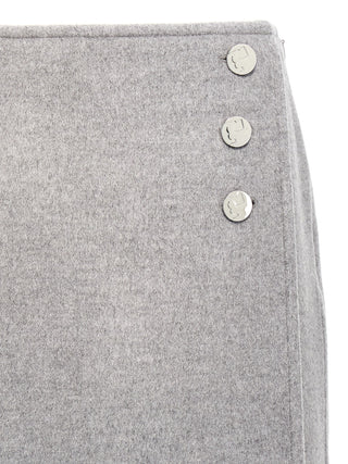 Gray Wool Long Skirt