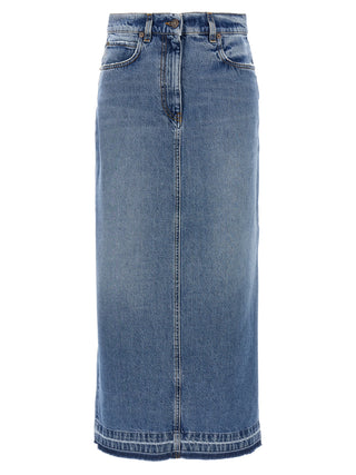 Blue Cotton Mini Skirt