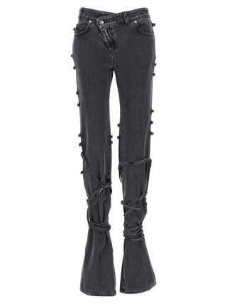 Black Cotton Flared Jeans