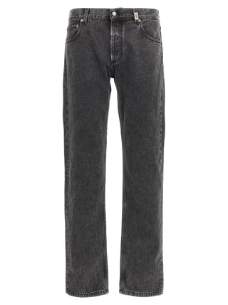 Black Cotton Straight-Leg Jeans
